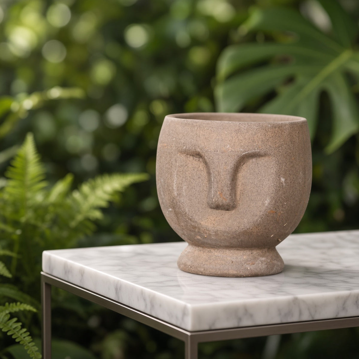 Zen Face Stoneware Ceramic Planter