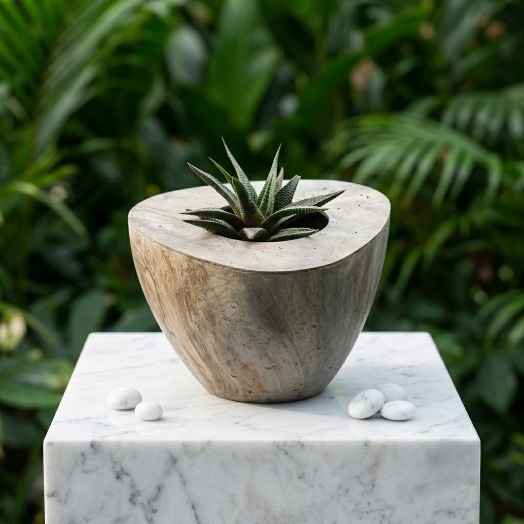 Zebra Haworthia (Haworthiopsis fasciata) in Wooden Planter